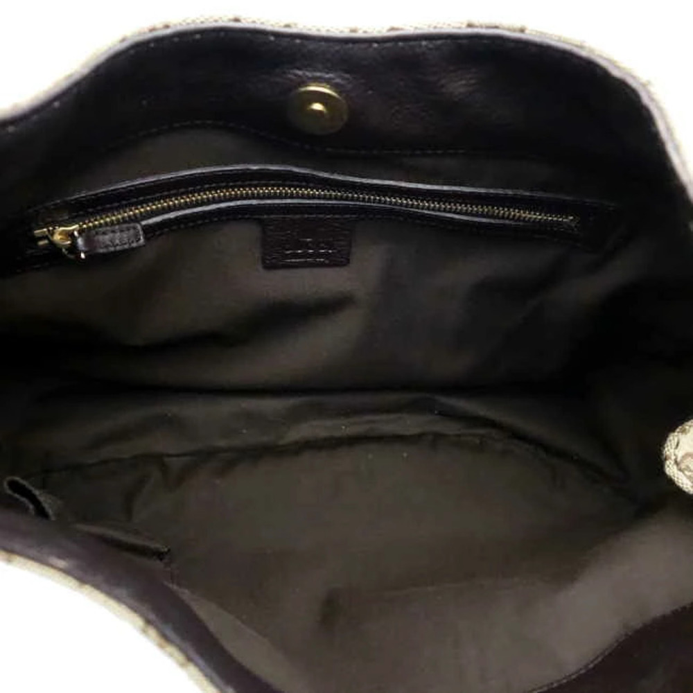 Gucci Shoulder Hobo Charlotte Beige bag Dark WG Leather Brown Canvas One